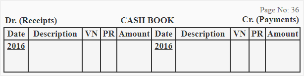 Format of single column cash book