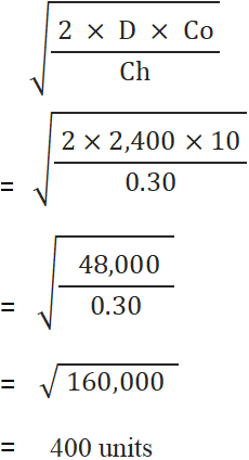 Economic order quantity (EOQ) example1 solution Economic order quantity (EOQ) example1 solution
